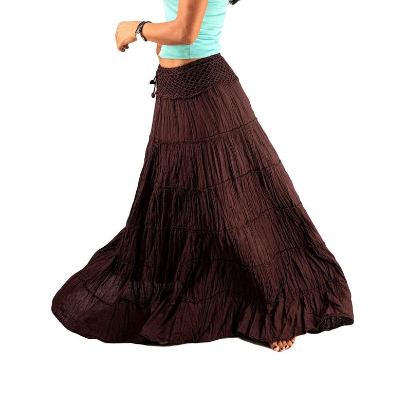 Brown Gypsy Skirts for Women Boho Maxi Skirts Tiered Etsy