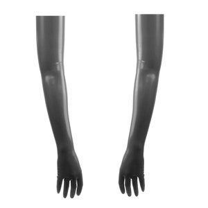 LatexDreamwear - 100% latex gloves super long latex gloves dipped without seams, no chlorination black 0.4 mm ART. NO. 511-05000410