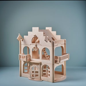 Wooden Dollhouse Kids' Sustainable Playhouse Functional, Sturdy and Easy to Assemble.Lovelties image 1