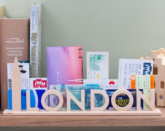 London, Wooden Letter Stand Souvenir with Big Ben: can be personalized with photos and tickets