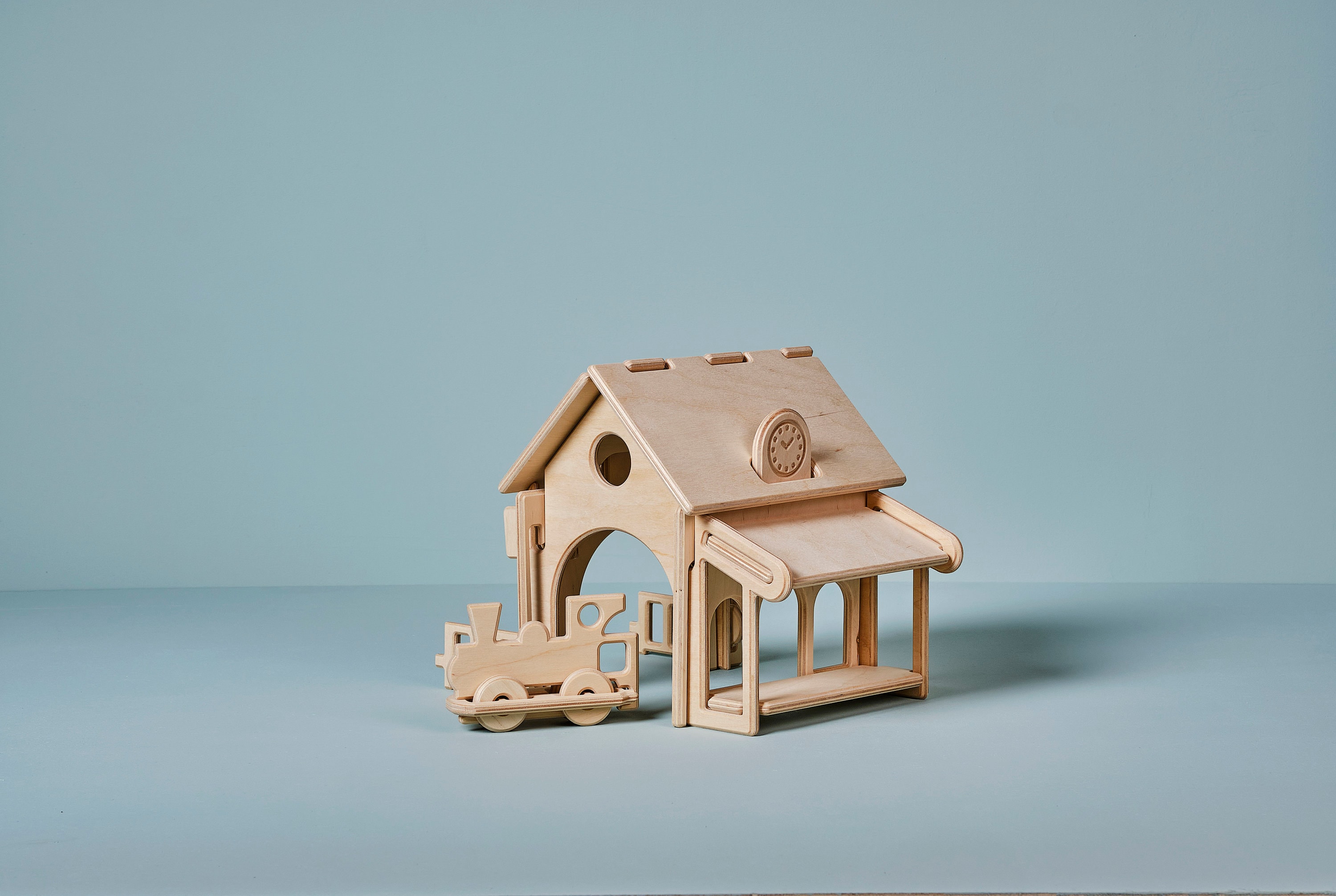 Wooden Toy Station With Train Etsy Canada