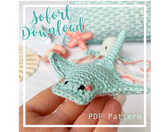 Amigurumi Ray Devilfish Animaux marins Crochet Mobile Crochet Mobile Crochet Pattern Crochet Pattern Allemand Anglais PDF Télécharger DIY Baby Shark