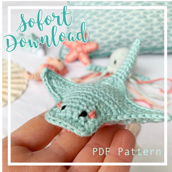 Amigurumi Ray Devilfish Sea Animals Crochet Mobile Crochet Mobile Crochet Pattern Crochet Pattern German English PDF Download DIY Baby Shark