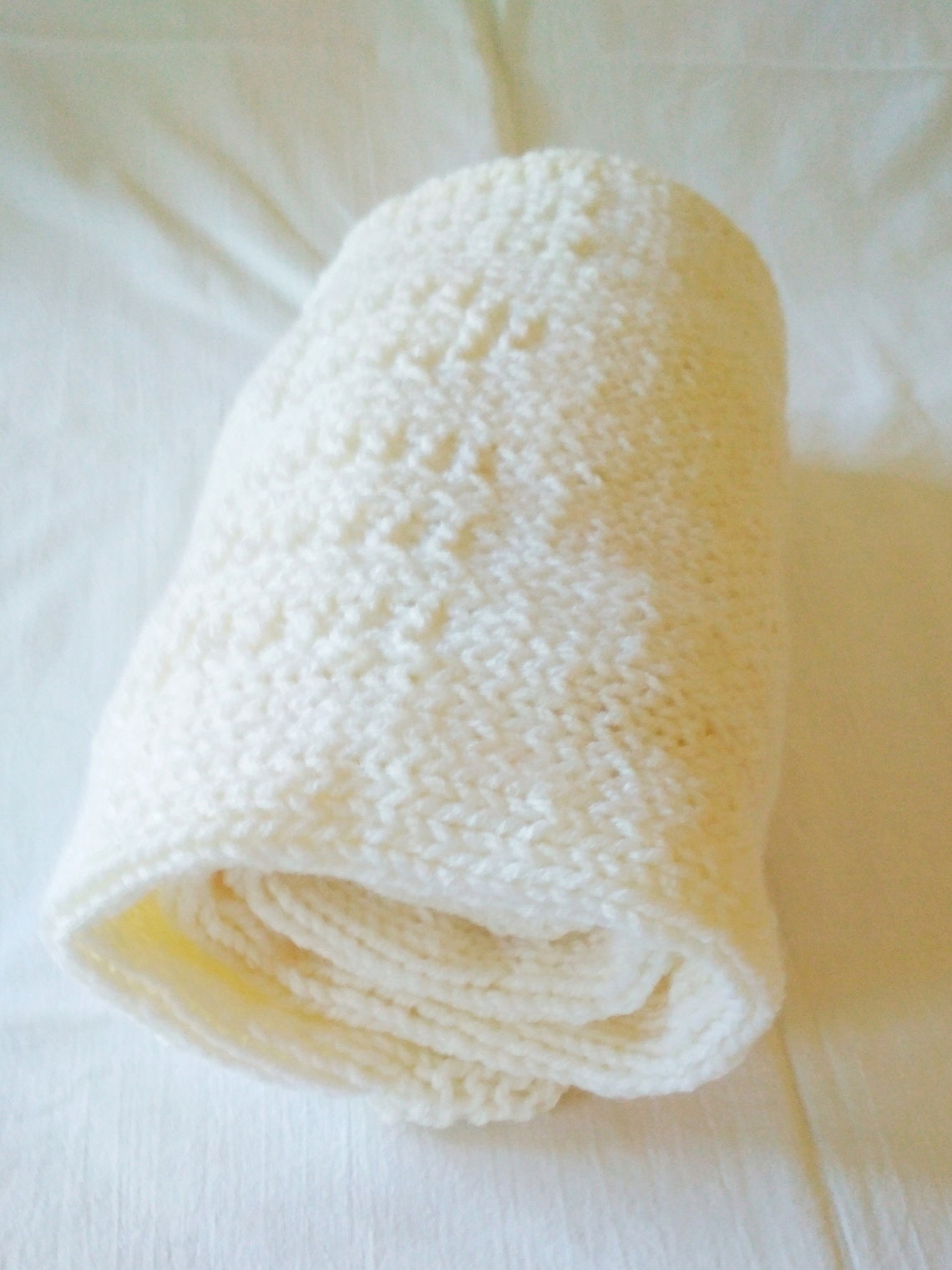 Handmade white knit blanket for newborn Etsy