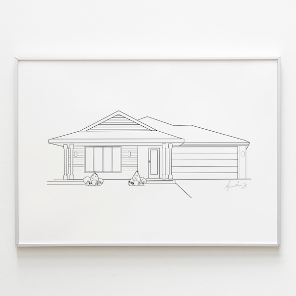 CUSTOM LINE DRAWING, Digital Illustration, Line Art, House Art, House Drawing, Personalised Gift, House Warming Gift, Our First Home