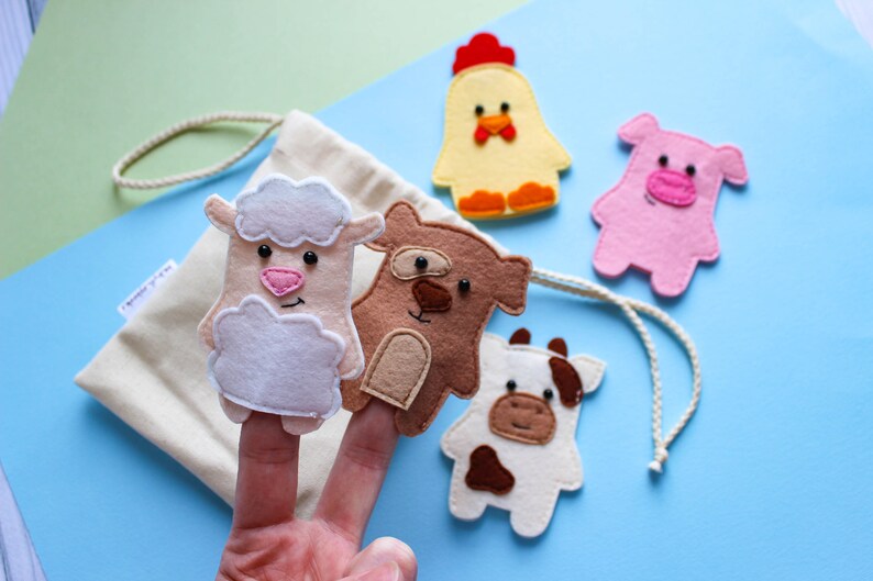 Farm animals finger puppets baby gift Felt finger puppets Etsy