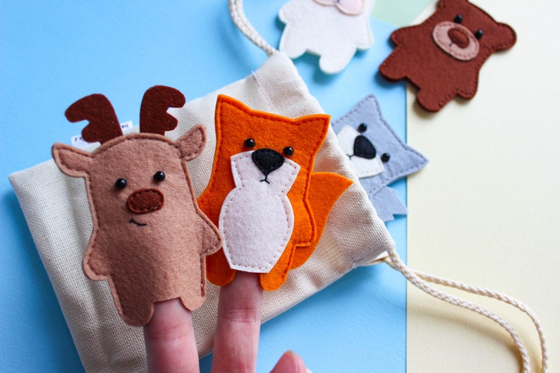Woodland Animals Finger Puppets Forest Animals Toy Felt Etsy