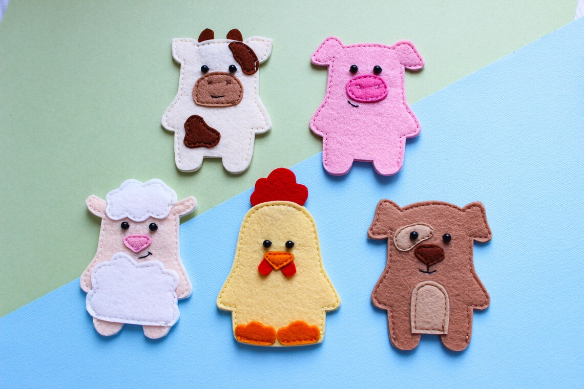 Farm animals finger puppets baby gift Felt finger puppets Etsy