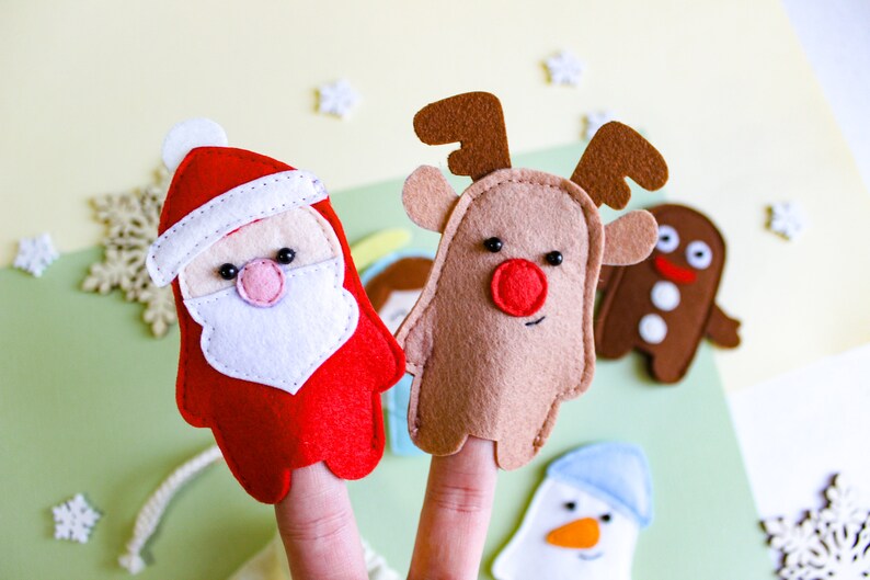 Christmas Finger Puppets Set Santa Claus Snowman First Etsy