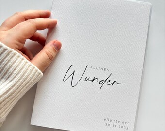 U-Heft Hülle "kleines Wunder" mit Namen personalisiert als Geschenkidee zur Geburt