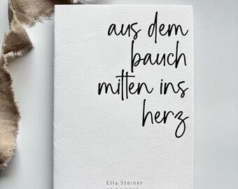 U-Heft Hülle "Mitten ins Herz", mit Namen personalisiert als Geschenkidee zur Geburt