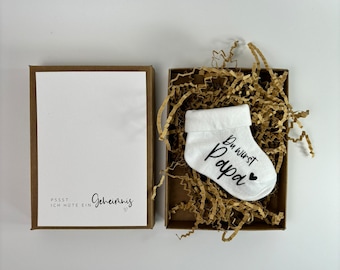 Babysocke zur Schwangerschaftsverkündung in Geschenkbox, zum Verschenken für werdenden Vater "Du wirst Papa"