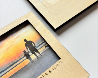 Bilderrahmen "Papa und Mama" für den Kühlschrank, magnetisches Polaroidfoto als Geschenkidee