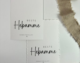 Postkarte "beste Hebamme" als Geschenkidee für die Hebamme, Dankeschön