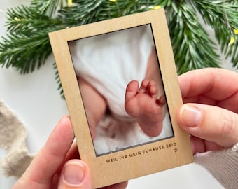 Bilderrahmen - Zuhause, Kühlschrankmagnet aus Holz als Geschenkidee und Erinnerung