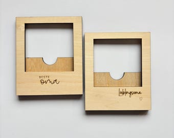 Bilderrahmen "Lieblingsoma" für den Kühlschrank, magnetisches Polaroidformat als Geschenkidee für Oma