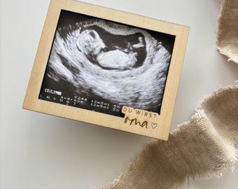 Holzbilderrahmen "du wirst Oma/Opa" für ein Ultraschallbild, zur Schwangerschaftsankündigung oder als schöne Erinnerung