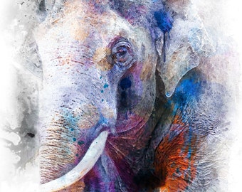 水彩画の象の絵 - 野生動物のアートプリント - 動物の装飾 - Etsy 日本