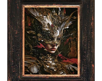 Geheimnisvolle Masked Jägerin Gothic Art Print | El Padre Surreal Poster | Premium Seidenmatt | Einzigartiges Wanddekor Geschenk