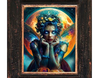 The Moon Fairy Original Kunstdruck - Fantasy Decor Poster auf Semi-Glossy Papier