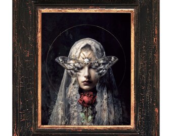 Verschleierte Geister Motten Dame Kunstdruck - Gothic Poster auf Semi-Gloss Papier