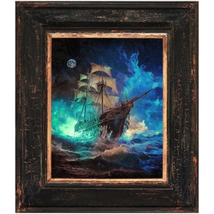 Impresión de Barco Fantasma Misterioso: Arte mural inquietante para la decoración de tu hogar. Póster de papel semibrillante premium.