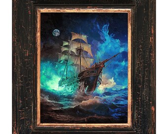 Ghost Ship Print: Nautical Wall Art, Ethereal Home Decor