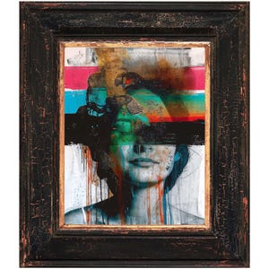 Colorful Abstract Woman&#39;s Face Art Print II - Contemporary Poster for Modern Home Decor
