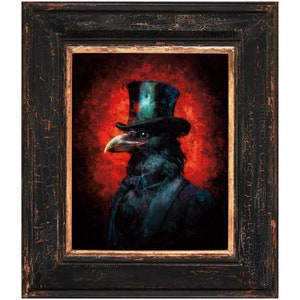 Gothic Raven Art Print: Original Crow Painting, Halloween Decor