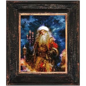 Christmas Magic. Santa Painting Art Print for Holiday Décor. Unframed