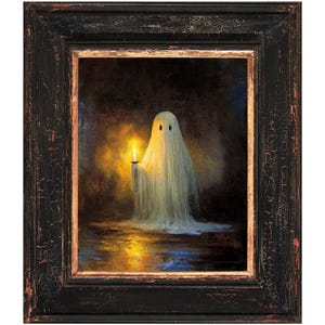 Fantasmita con vela. Impresión artística original. Póster de papel semibrillante premium.