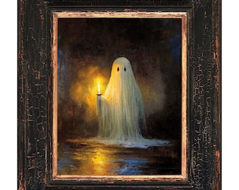 Geist, der Kerze hält Kunstdruck, Semi-Glossy Halloween Decor