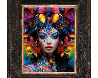 Surreal Flower Head Art Print – Whimsical Home Decor