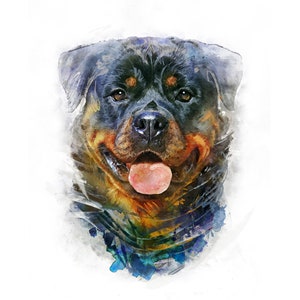 Rottweiler Art Print. Watercolor. Unframed