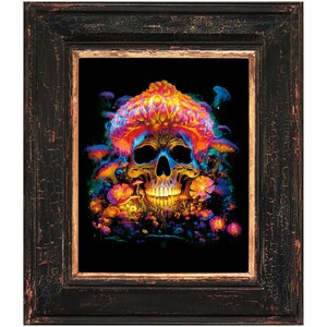 Impresión de arte de setas surrealistas. Arte Psicodélico. Cartel de setas. Pintura de setas. Arte de hongos mágicos. Arte surrealista. Pintura surrealista.