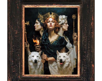 Göttin Hekate Kunstdruck: Antike griechische Mythologie, seidenmattes Poster