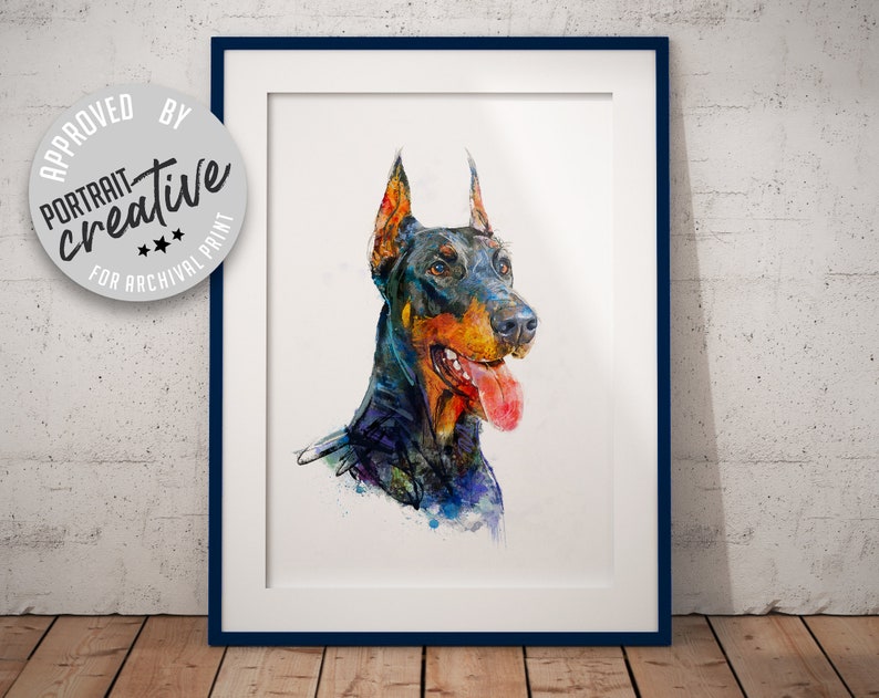 Doberman art print. Doberman wall art. Doberman Pinscher. Etsy