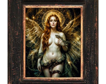 Lilith Fallen Angel Poster - Dunkle Gothic Göttin Kunst - Witchy Ästhetische Wanddekoration - Dark Academia Wohnkultur - Okkulte Illustration Geschenk