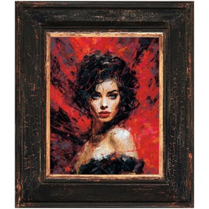 Red Abstract Face Art Print: Expressive Woman Portrait