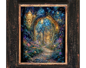 Feen Waldweg Kunstdruck | Wunderliche Kinder Natur Wandkunst