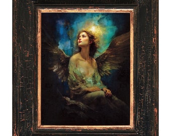 Pintura de ángel gótico: Impresión de póster semibrillante de bellas artes