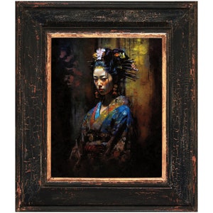 Japanese Geisha Art Print. Original Painting, Unique Wall Art. Unframed