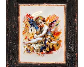 Amor kleiner Engel Valentinstag Kunstdruck - Semi-Glossy Poster Geschenk