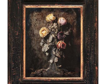 Gothic Rosen Des Verfalls Kunstdruck | Dark Botanical Poster | Semi-Glossy Papier |  Wohnkultur Geschenk
