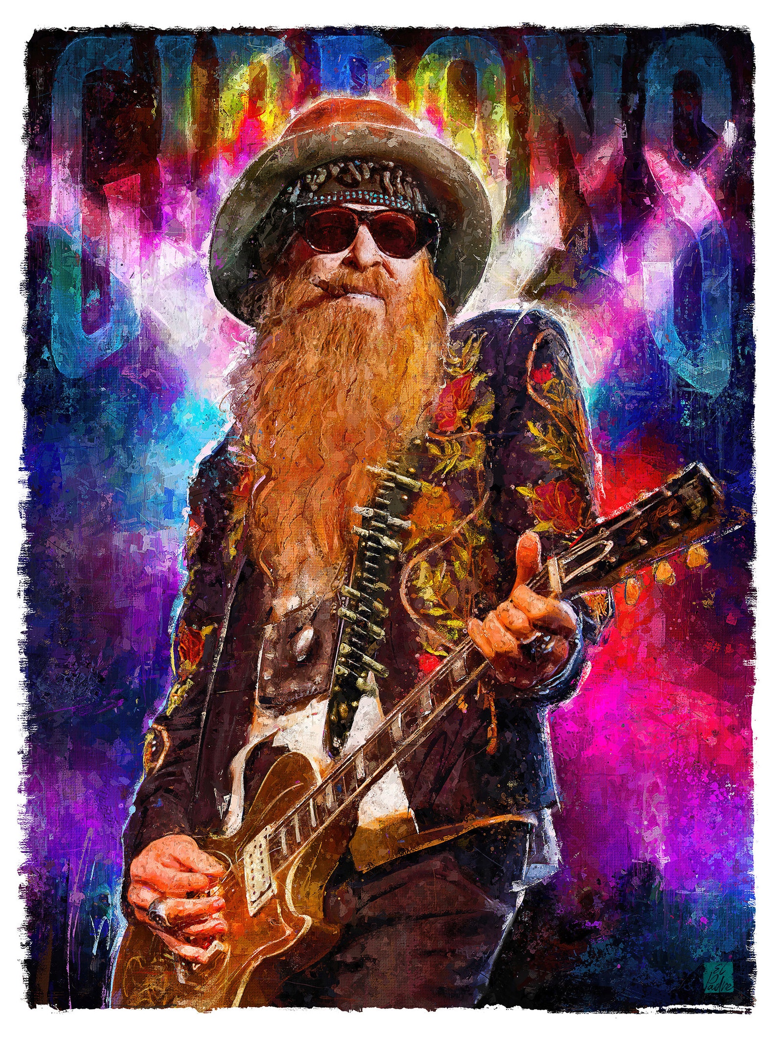 ZZ Top Print Poster Art. Billy Gibbons print poster art. The Etsy