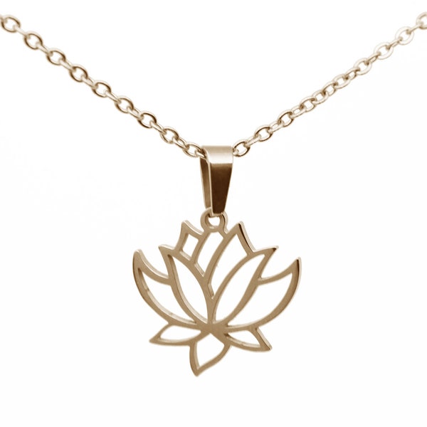 Halskette Lotos Lotus Buddhismus Reinheit Buddha Rotgold, Edelstahl Hochglanz
