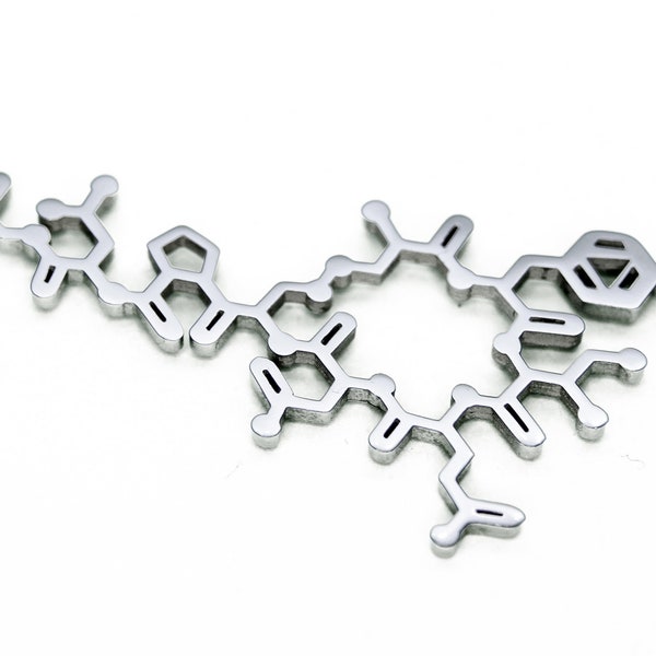 Halskette Oxytocin Kuschelhormon, Edelstahl Hochglanz, silber