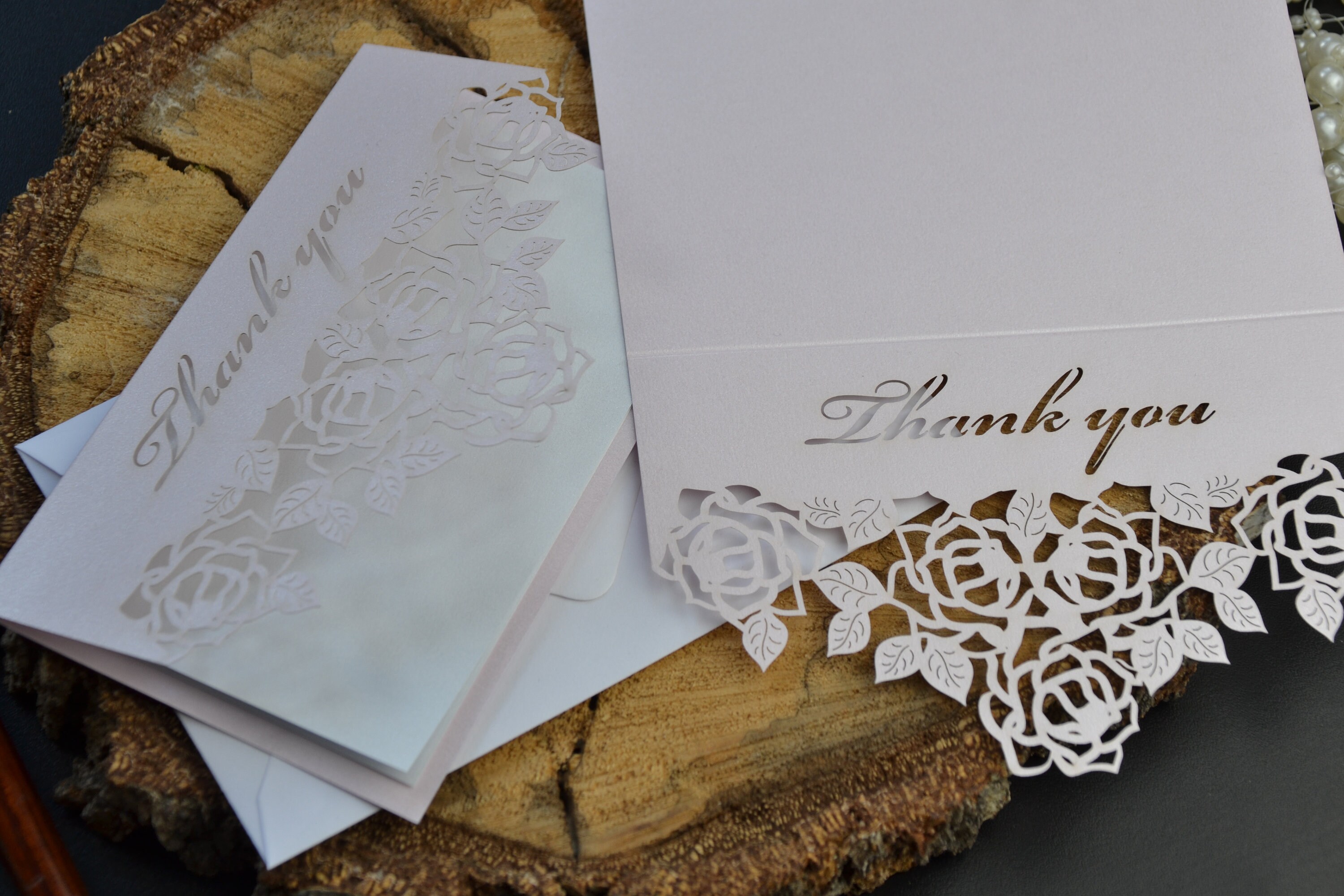 Wedding Invitation Laser Cut Thank You Cards With Envelopes Etsy