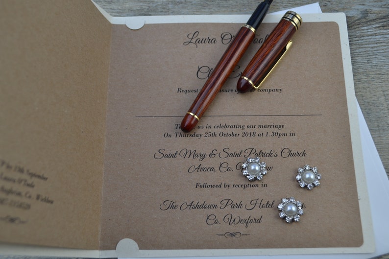 Sample of laser cut invitations with envelopes, handmade wedding invitations with envelopes, tree wedding invitations with envelopes image 4