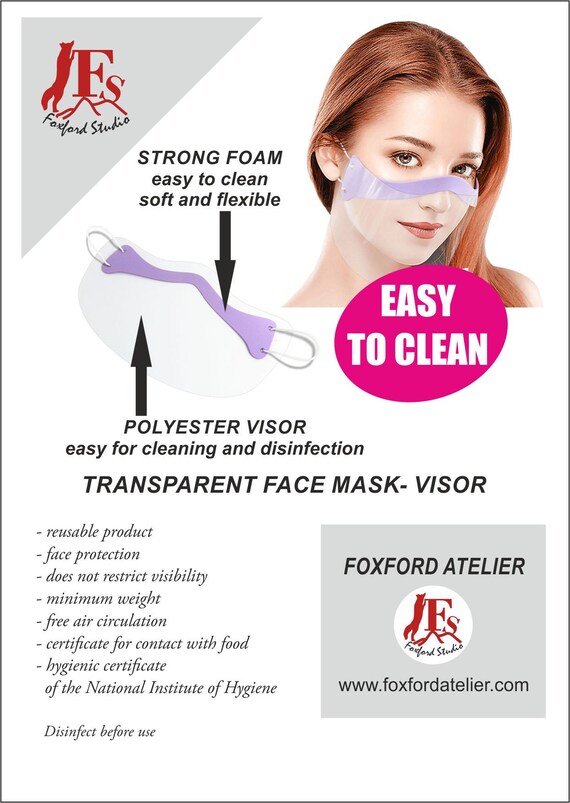 Transparent Face Mask, Reusable Face Mask, Mini Visor, Half Visor